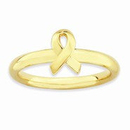 18k Gold Plated Sterling Silver Awareness Ribbon Ring