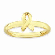 Sterling Silver Gold-plated Awareness Ribbon Ring