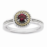 Sterling Silver & 14k Yellow Gold Rhodolite Garnet Ring