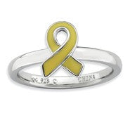Sterling Silver Yellow Enameled Awareness Ribbon Ring
