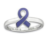 Sterling Silver Purple Enameled Awareness Ribbon Ring