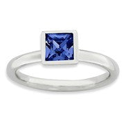 Sterling Silver Square September Swarovski Ring