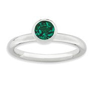 Sterling Silver High 5mm May Swarovski Ring