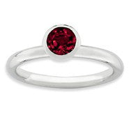 Sterling Silver High 5mm July Swarovski Ring