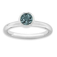 Sterling Silver High 5mm December Swarovski Ring