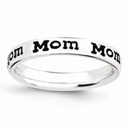 Sterling Silver Polished Enameled Mom Ring