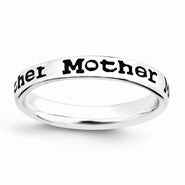 Sterling Silver Polished Enameled Mother Ring