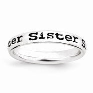 Sterling Silver Polished Enameled Sister Ring