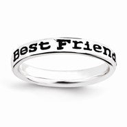 Sterling Silver Polished Enameled Friends Ring