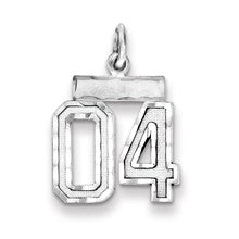 Sterling Silver Small Diamond-cut #04 Charm hide-image