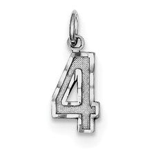 Sterling Silver Small Diamond-cut #4 Charm hide-image