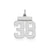 Small Polished Number 38 Charm in Sterling Silver