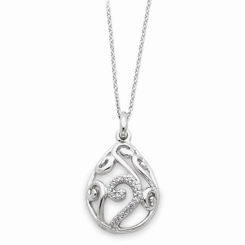 Sterling Silver White Agate & CZ Dew Of Heaven Necklace