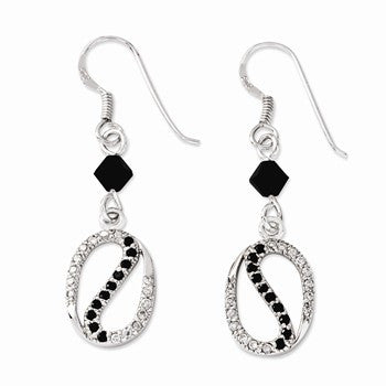 Sterling Silver Black Clear CZ The Road Less Traveled Earrings