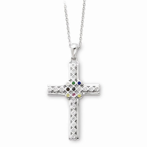 Sterling Silver The Lord Is My Shepherd Cross Necklace