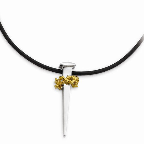 Sterling Silver & Gold Plated No Greater Love Nail Necklace