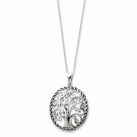 Sterling Silver Antiqued Tree Of Life Necklace