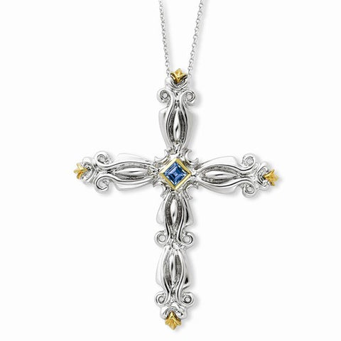 Sterling Silver & Gold-Plated Blue CZ Perfetrust Necklace