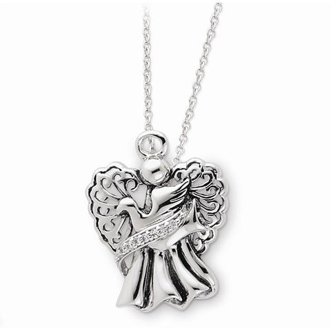 Sterling Silver Antiqued Angel Of Faith Necklace