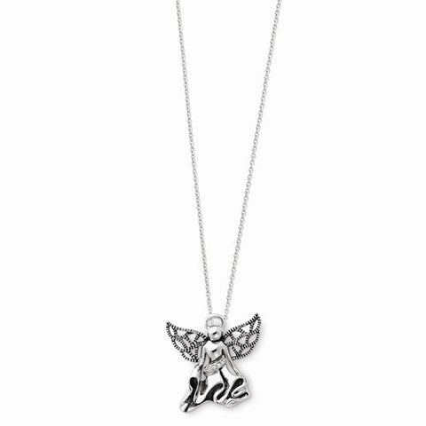 Sterling Silver Antiqued Angel Of Gratitude Necklace