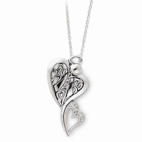 Sterling Silver Antiqued Angel Of Protection Necklace