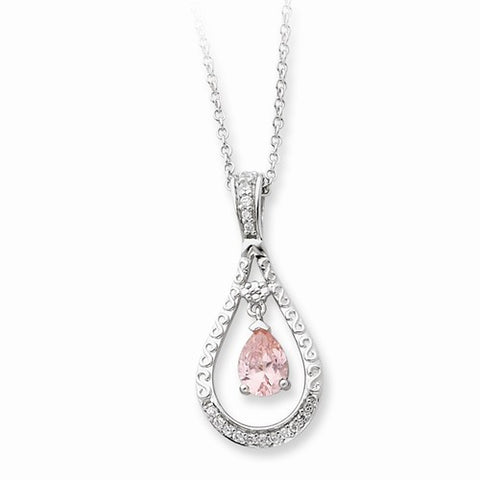 Sterling Silver OCZ Stone Never Forget Tear Birthstone Necklace