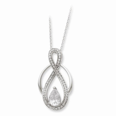Sterling Silver & CZ Tear Of Strength Necklace