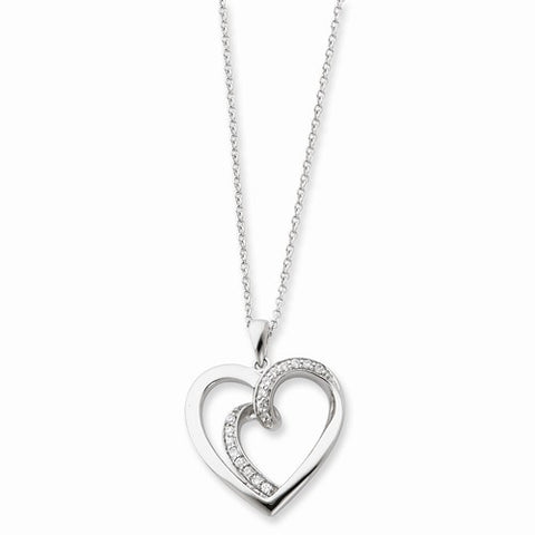 Sterling Silver & CZ Soulmate Heart Necklace