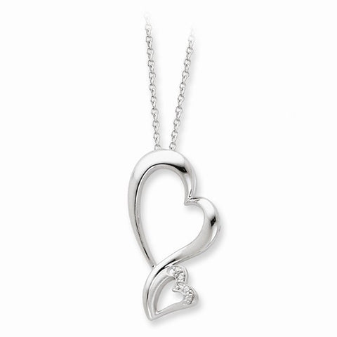 Sterling Silver & CZ Protected Heart Necklace