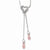 Sterling Silver Pink & Clear CZ Through The Heart Of Love Necklace
