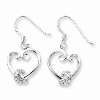 Sterling Silver CZ Loveknots Dangle Earrings