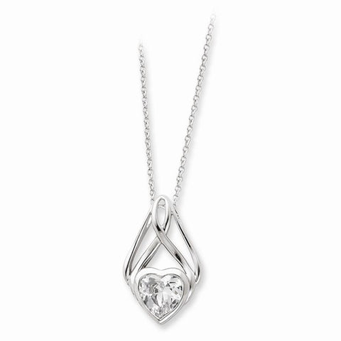 Sterling Silver & CZ Wrapped Around My HeartNecklace