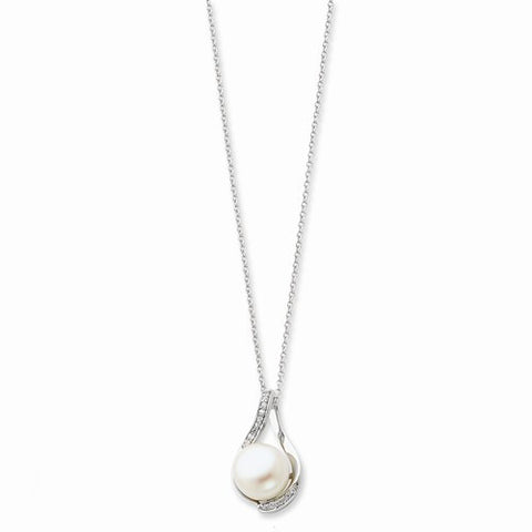 Sterling Silver Cultured Pearl & CZ Forever (Embrace) Necklace