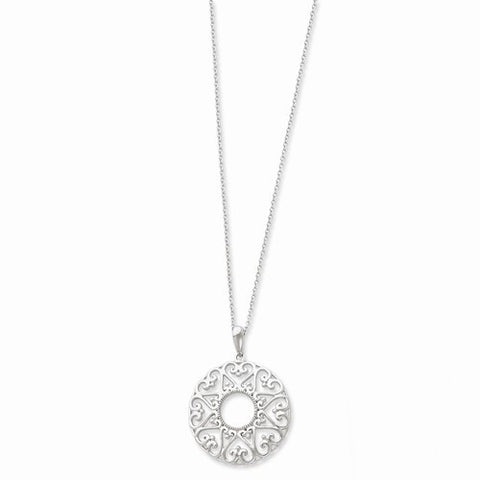 Sterling Silver Polished Family Heart Strings Necklace