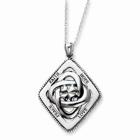 Sterling Silver Antiqued Family Blessings Necklace