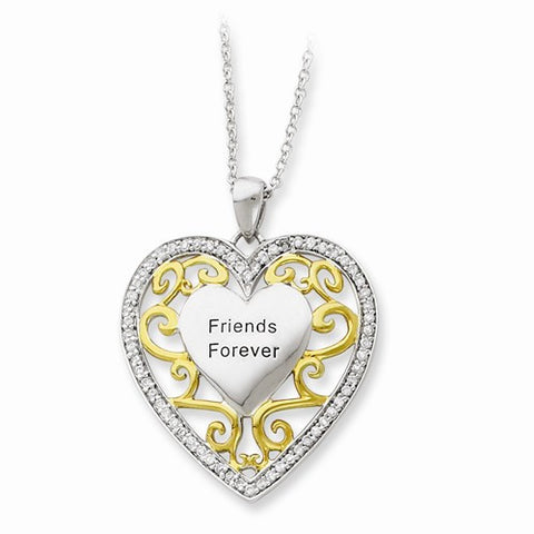 Sterling Silver & Gold-Plated Friends Forever Heart Necklace