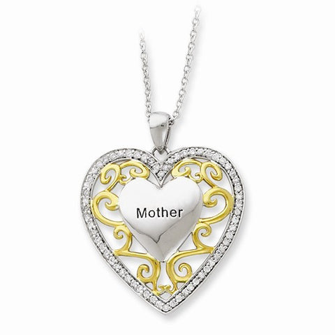 Sterling Silver & Gold-Plated Mother Heart Necklace