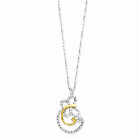 Sterling Silver & Gold-Plated CZ Carefree Necklace