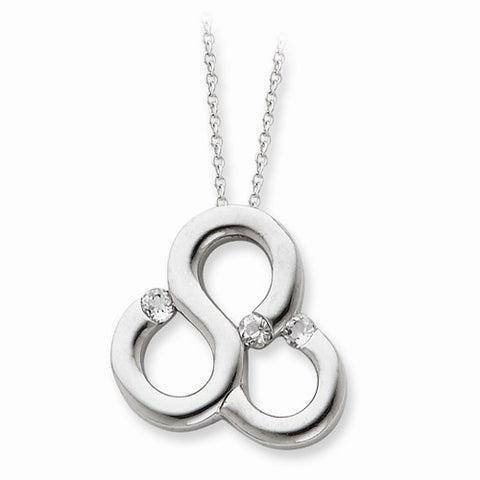 Sterling Silver & CZ Polished Threefold Blessing Necklace
