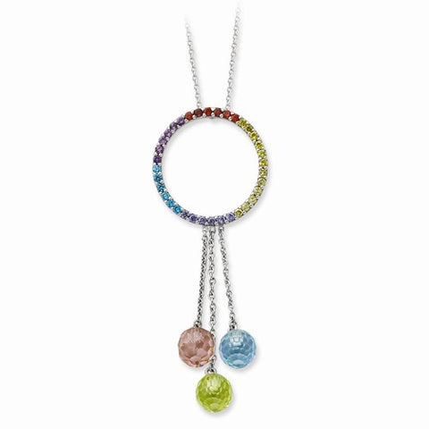 Sterling Silver & Multi-Color CZ Color Me HappyNecklace