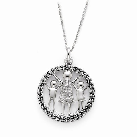 Sterling Silver Antiqued Knitted Together By Love Necklace