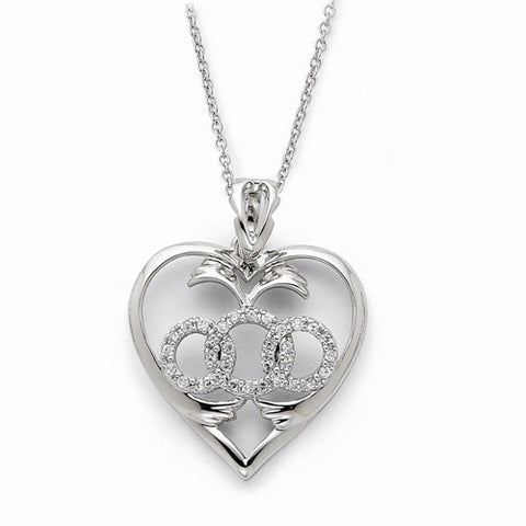 Sterling Silver CZ Labor Of Love Necklace