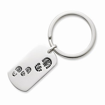 Sterling Silver Antiqued Footsteps & KeyChain