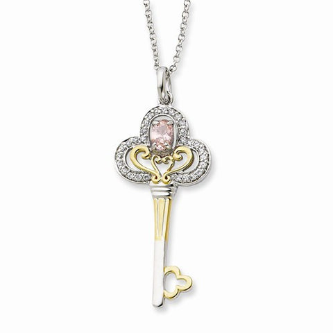 Sterling Silver & Gold-Plated OCZ Birthstone Key Necklace
