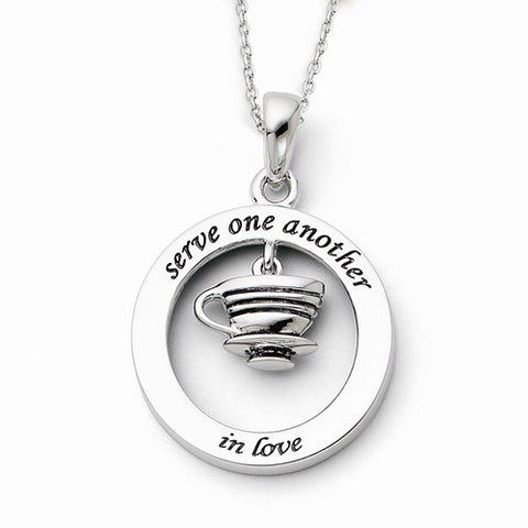 Sterling Silver Antiqued Serve One Another Necklace