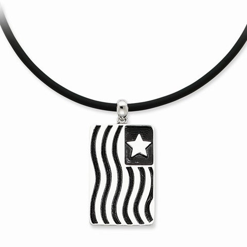 Sterling Silver Waves Of Pride Rubber Cord Necklace