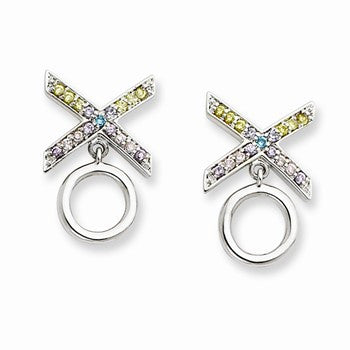 Sterling Silver CZ Love & Kisses Earrings