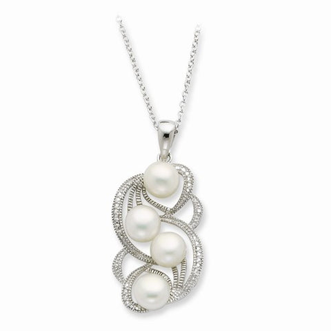 Sterling Silver Cultured Pearl Pearls Of Love Necklace