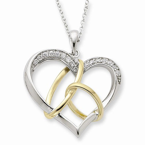 Sterling Silver & Gold-Plated CZ To Have and To Hold Necklace
