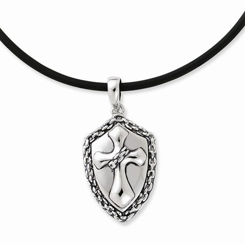 Sterling Silver Vessel Of Honor Rubber Cord Necklace